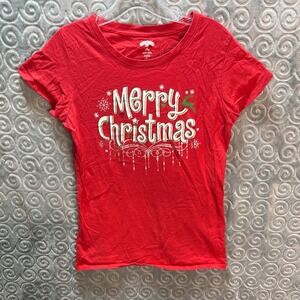 Holiday Time Merry Christmas Red Cotton‎ T Shirt Kids Size M 8 10